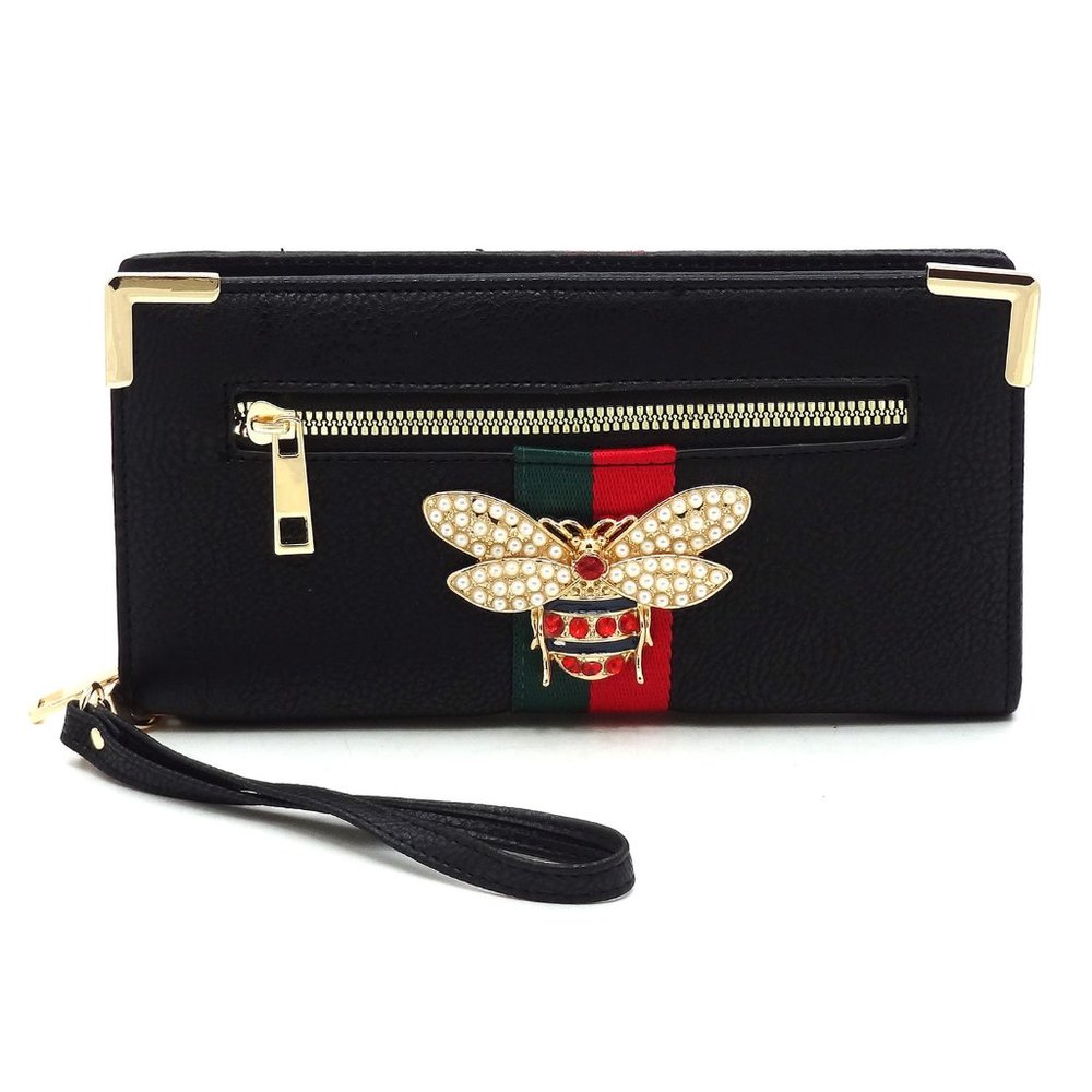 Bee Stripe Clutch Wallet- Wristlet